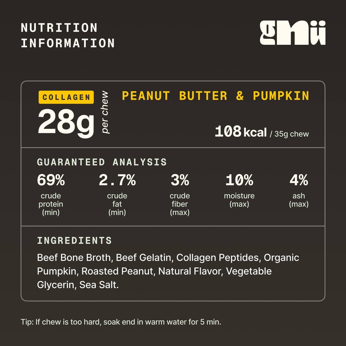Bone Broth Chew: Peanut Butter & Pumpkin